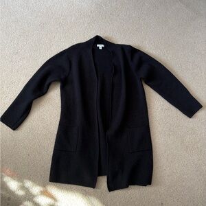 Nine West Black Open-Front Long Cardigan with Pockets